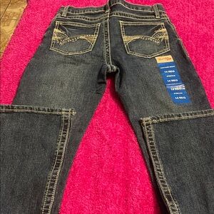 Wrangler Dark Blue Jeans with Tan Stitching